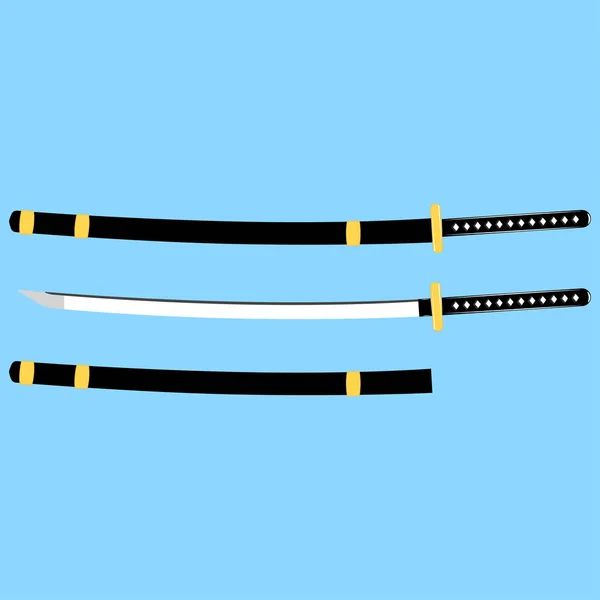 Vintage katana zwaard geïsoleerd op witte achtergrond. — Stockvector