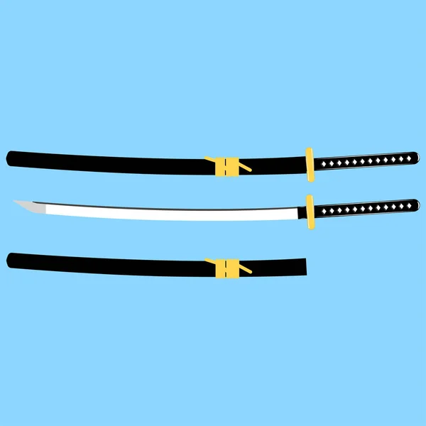 Vintage katana zwaard geïsoleerd op witte achtergrond. Traditioneel — Stockvector