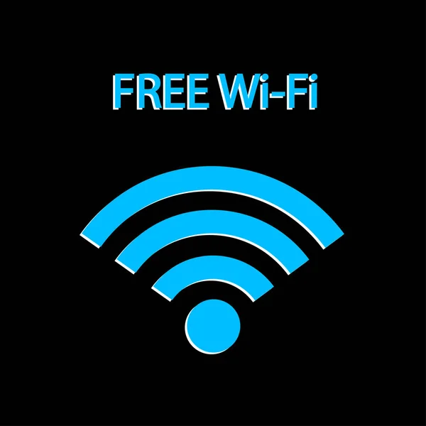 Ícone WiFi gratuito isolado no fundo preto. Internet sem fios — Vetor de Stock