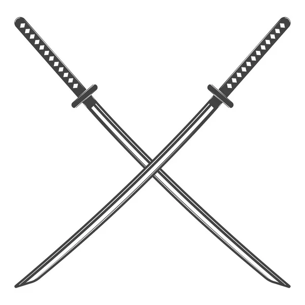 Vintage katana svärd isolerad på vit bakgrund. — Stock vektor