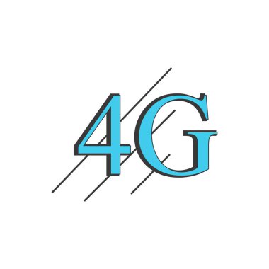 Beyaz arkaplanda 4G Lte işareti var. Kablosuz bağlantı