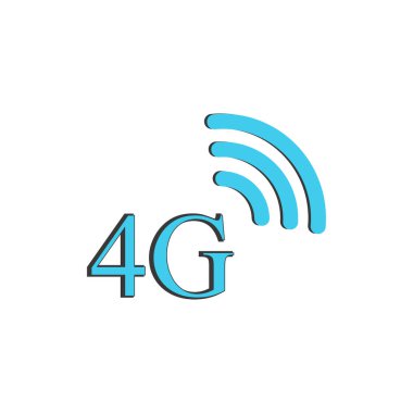 Beyaz arkaplanda 4G Lte işareti var. Kablosuz bağlantı