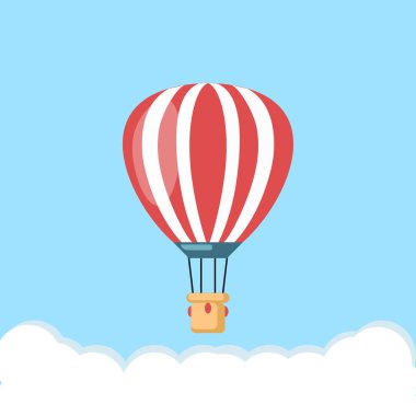 Gökyüzünde bulutlu sıcak hava balonu