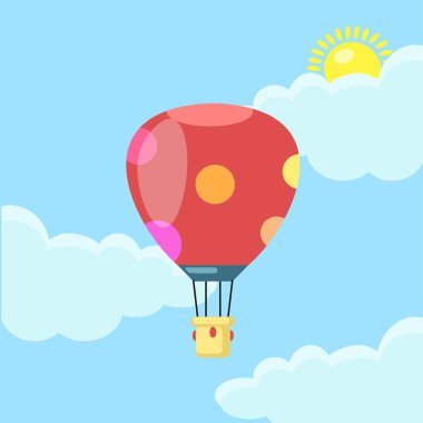 Gökyüzünde bulutlu sıcak hava balonu