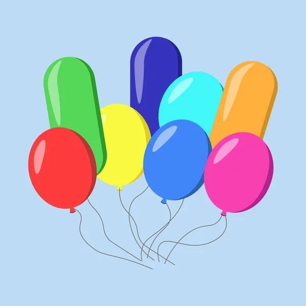 Luchtballonnen, ballengroep met lint — Stockvector