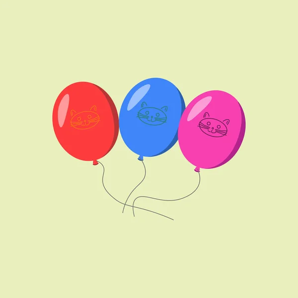 Manojo de globos aéreos, grupo de bolas con cinta — Vector de stock
