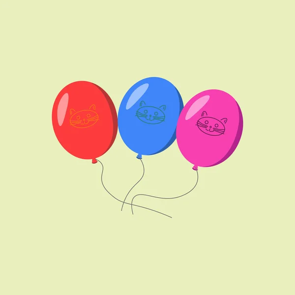 Bande de ballons pneumatiques, groupe de boules avec ruban — Image vectorielle