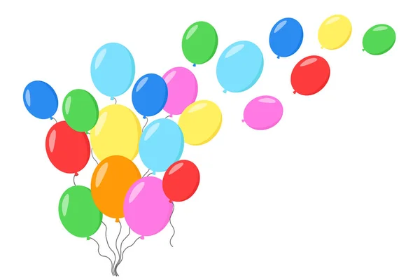 Bando de balões de ar, grupo de bola com fita —  Vetores de Stock