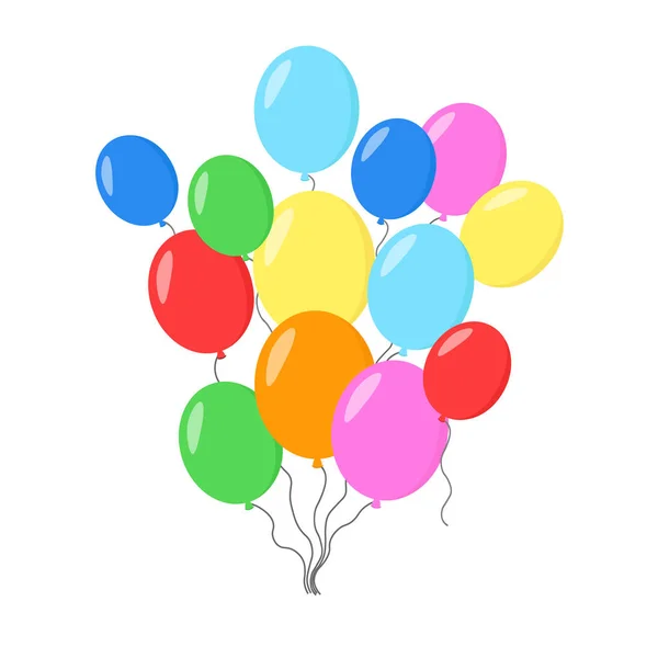 Hromada vzduchových balónů, skupina balónů se stuhou Stock Vektory