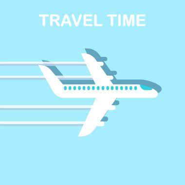 Arka planda izole edilmiş bir uçak var. Uçak uçuşu