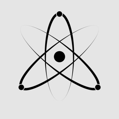 Atom yapı simgesi arka planda izole edildi. Nükleer enerji.. 