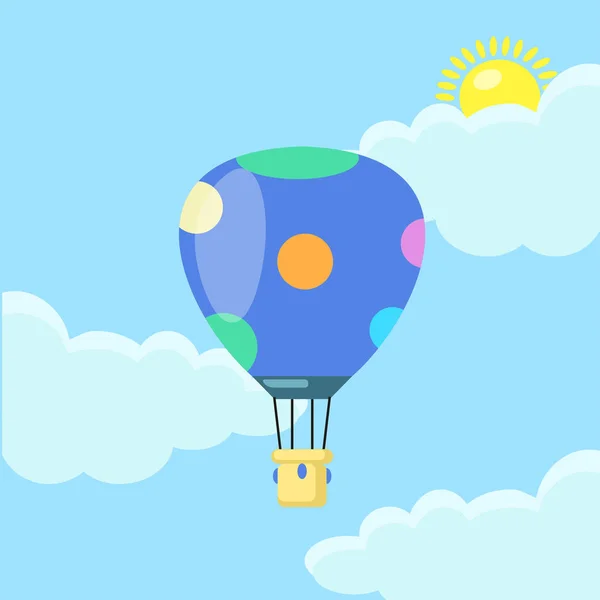 Horkovzdušný balón na obloze s mraky — Stockový vektor
