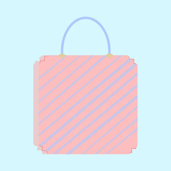 Bolsa de papel de compras con líneas aisladas sobre fondo azul. Regalo — Vector de stock