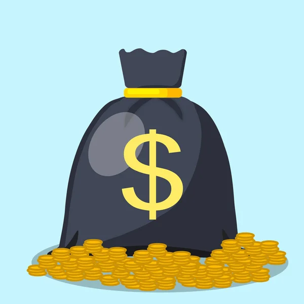 Icono de bolsa de dinero, moneybag simple de dibujos animados con cordón de oro Gráficos vectoriales