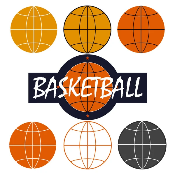 Conjunto de ícono de pelota de baloncesto aislado sobre fondo blanco. Deporte Ilustración de stock