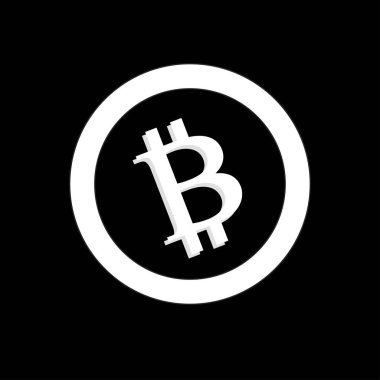 Arka planda Bitcoin simgesi izole edildi. İnternet parası. Şifreli para birimi sembolü ve bozuk para resmi.