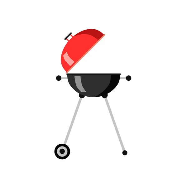 Barbecue rond portable avec capuchon rouge — Image vectorielle