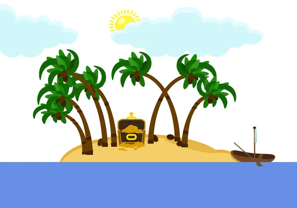 Tropische Kopfgeldinsel mit Palmen und Kokosnüssen isoliert auf weißem Hintergrund. — Stockvektor