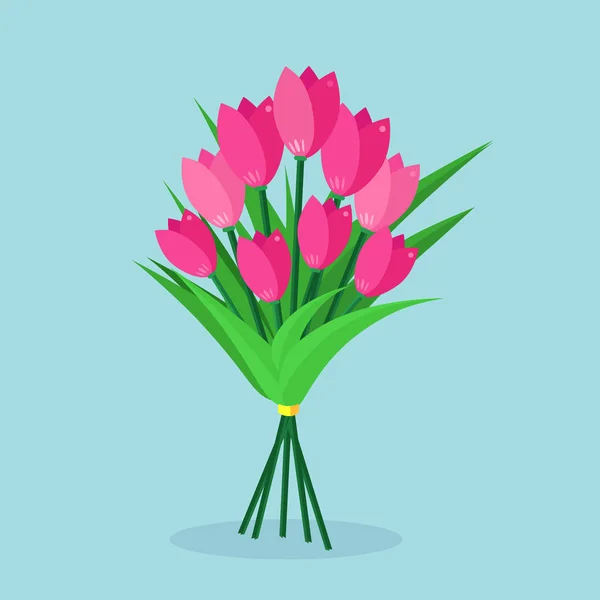 Bouquet of red tulip, bunch of flowers isolated on background. — Stock Vector