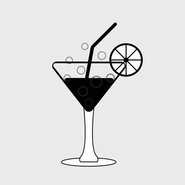 Sklenice nápoje ikonu, alkoholický koktejl s kapkou, oranžová, lem — Stockový vektor