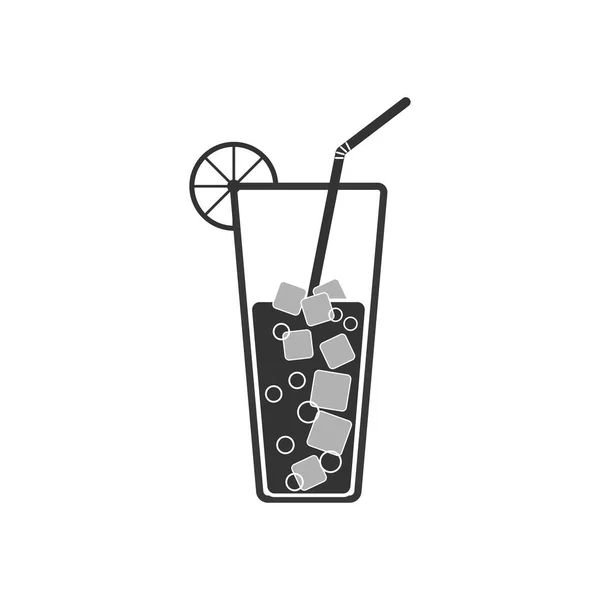 Sklo ikony nápoje, koktejl s kapkou, pomeranč, citron — Stockový vektor