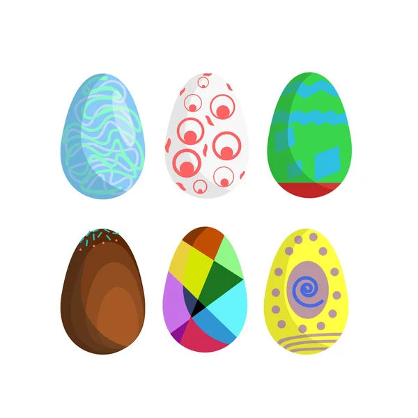 Счастливой Пасхи. Набор яиц с различной текстурой на белом фоне. — стоковый вектор