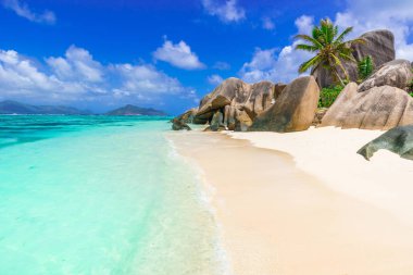Anse Source d 'Argent - Seyşeller' deki La Digue Adası Plajı