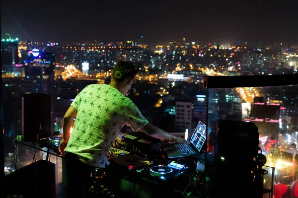 stock image DJ - Party on top of building with music entertainment