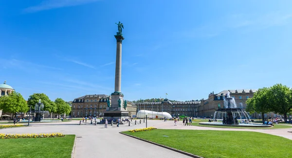 Schlossplatz Castle Square Stuttgart City Almanya Çeşmeler Ile — Stok fotoğraf