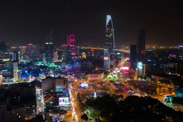 Center Saigon City Nattetid Chi Minh Staden Vietnam — Stockfoto