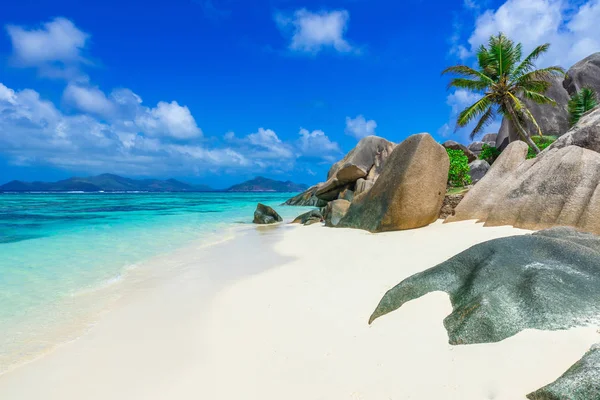 Anse Source Argent Spiaggia Sull Isola Digue Alle Seychelles — Foto Stock