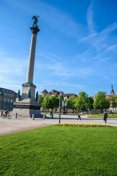 Schlossplatz Castle Square Stuttgart City Almanya Çeşmeler Ile — Stok fotoğraf