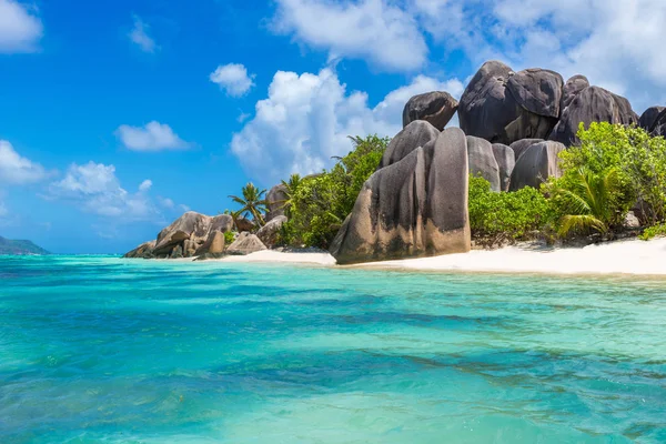 Anse Source Argent Spiaggia Sull Isola Digue Alle Seychelles — Foto Stock