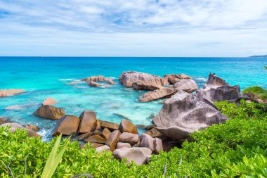 Tropik sahil, La Digue, Seyşeller - cennet hedef tatil için