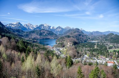 Schwangau Alpsee Gölü, Bavyera, Almanya ile havadan görünümü