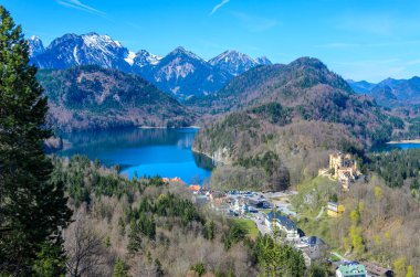 Schwangau Alpsee Gölü, Bavyera, Almanya ile havadan görünümü