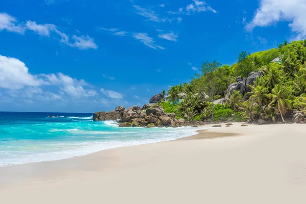 Piękna Plaża Wyspie Mahe Seszelach — Zdjęcie stockowe