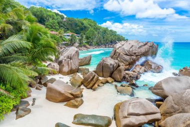 Anse Patates - La Digue, Seyşeller 'deki tropikal plaj