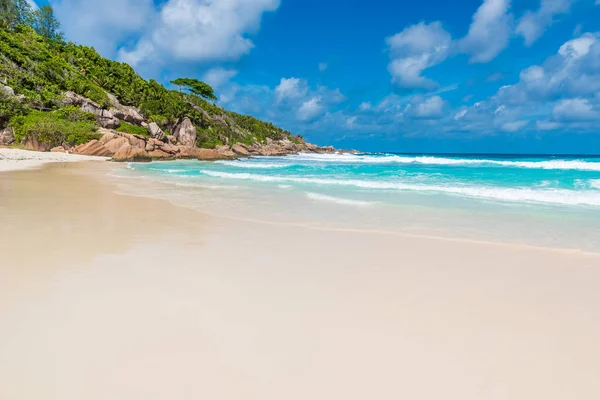 Petite Anse Digue Seychelles Playa Tropcial Paradisíaca — Foto de Stock