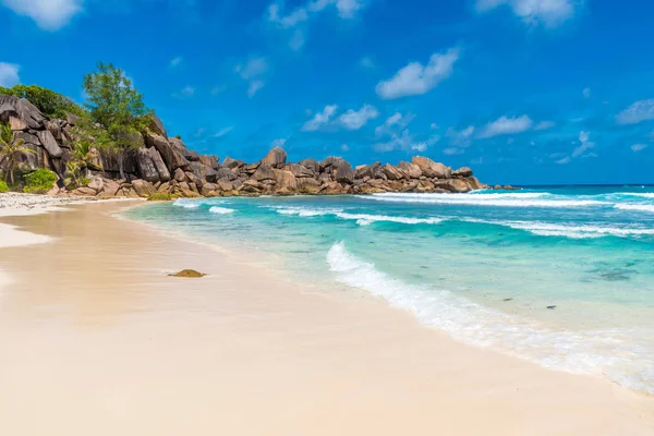 Tropical Grand Anse Sull Isola Digue Seychelles — Foto Stock