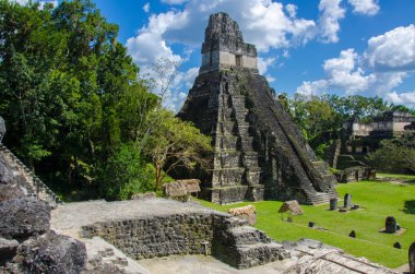 Tikal - Maya Harabeleri yağmur ormanlarında Guatemala