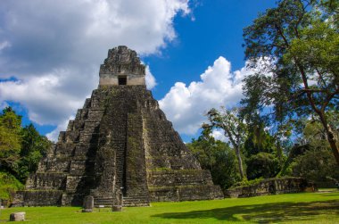 Tikal - Maya Harabeleri yağmur ormanlarında Guatemala