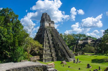 Tikal - Maya Harabeleri yağmur ormanlarında Guatemala
