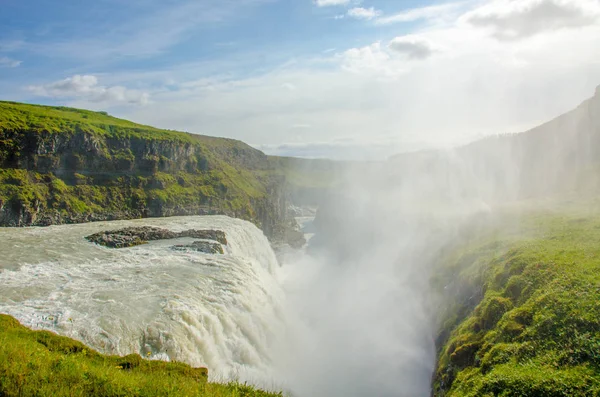 Gullfoss Schöner Wasserfall Island — Stockfoto