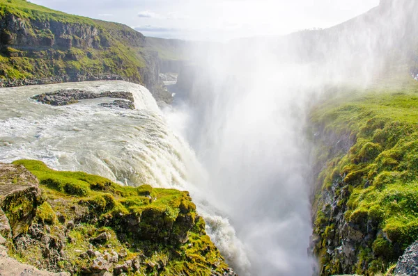 Gullfoss Schöner Wasserfall Island — Stockfoto