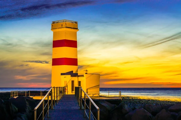 Lighthouse at Iceland coast view