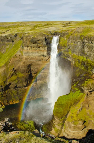 Haifoss Gyönyörű Vízesés Izland — Stock Fotó