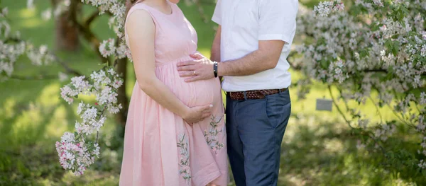 Mutlu ve genç hamile çift doğa - genç hamile çift - yeni aile detay