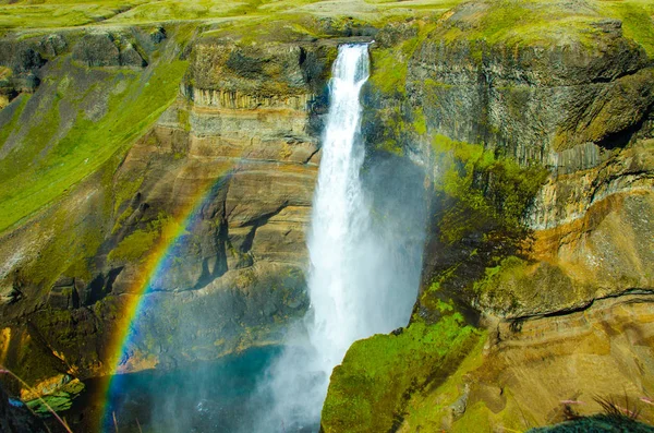 Haifoss Gyönyörű Vízesés Izland — Stock Fotó