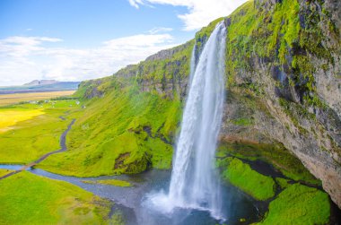 İzlanda'daki Seljalandsfoss güzel şelale